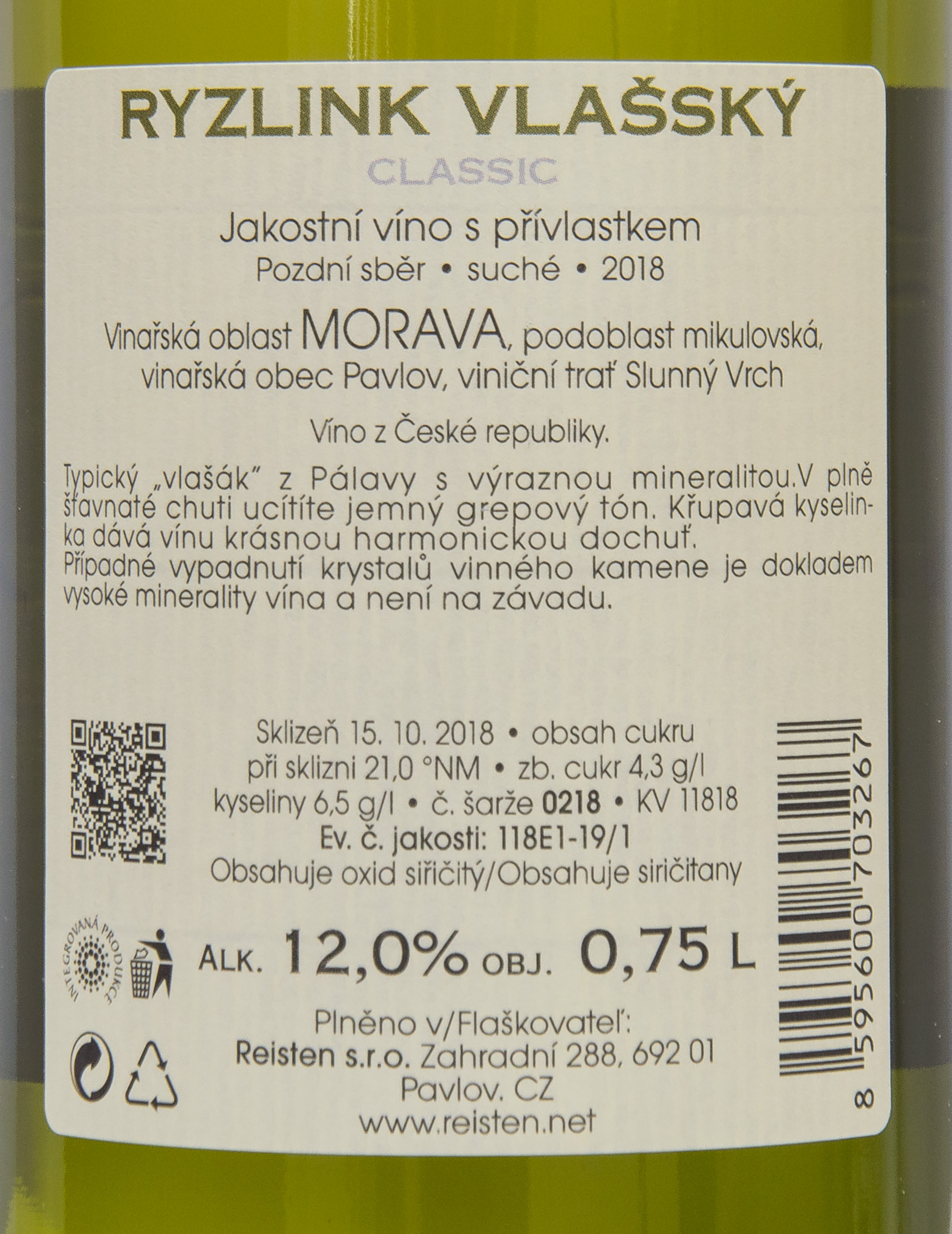 Etiketa Ryzlink vlašský Classic