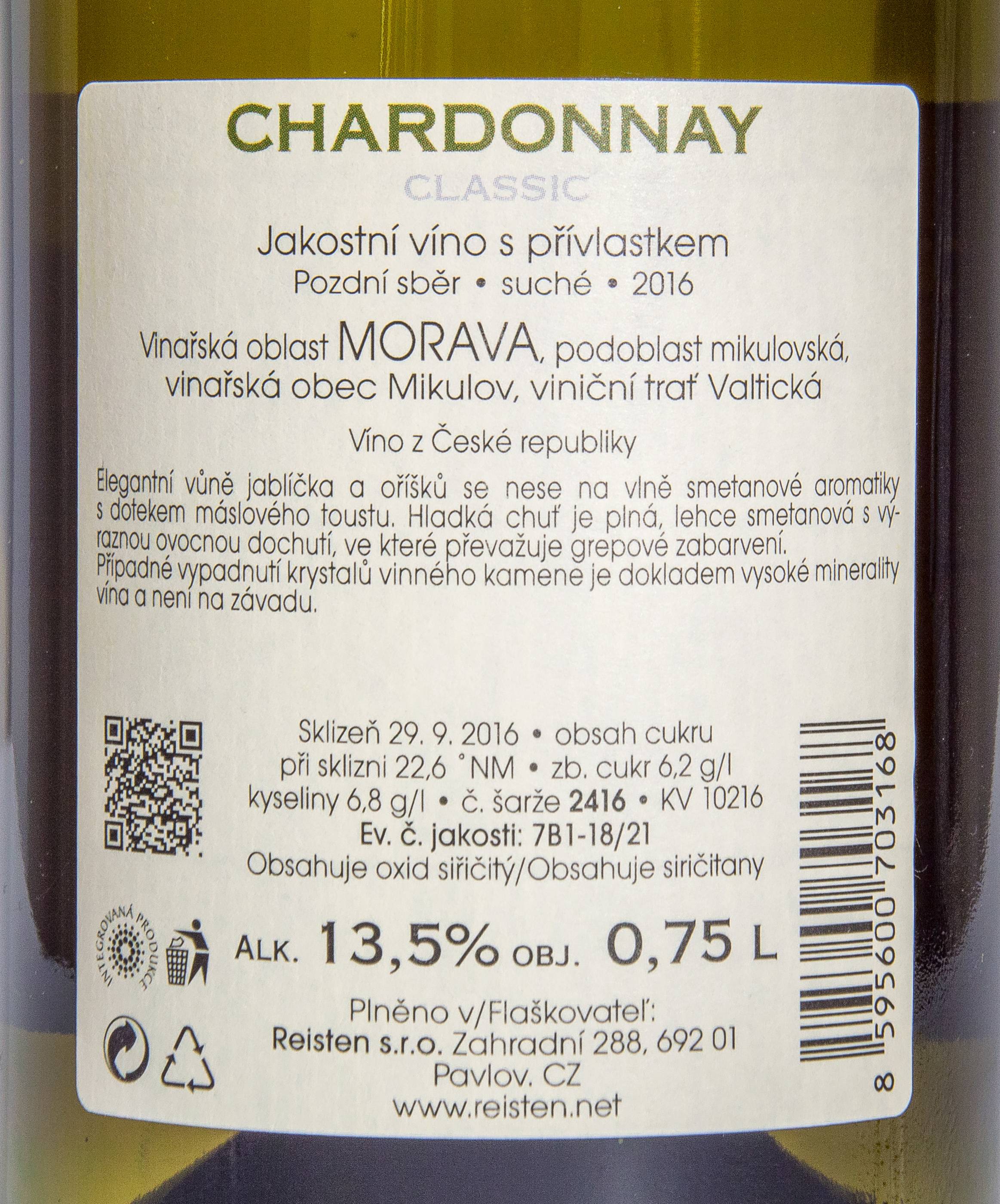 Etiketa Chardonnay Classic