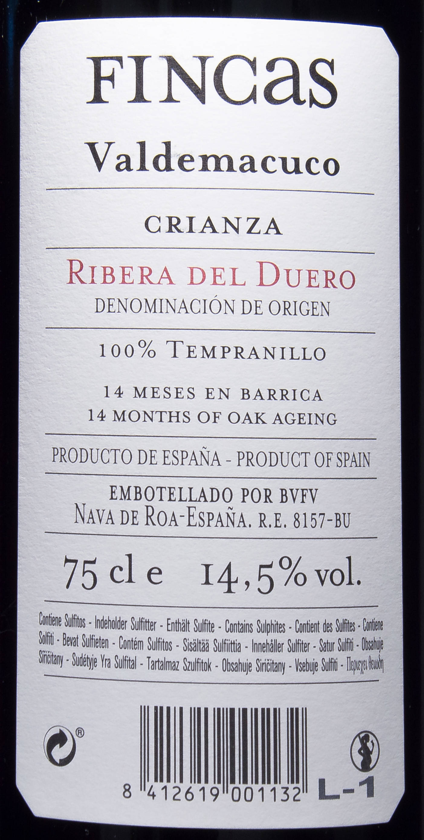 Etiketa Crianza Fincas 