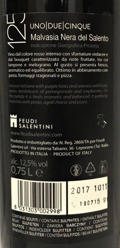 Etiketa 125 Malvasia Nera IGP