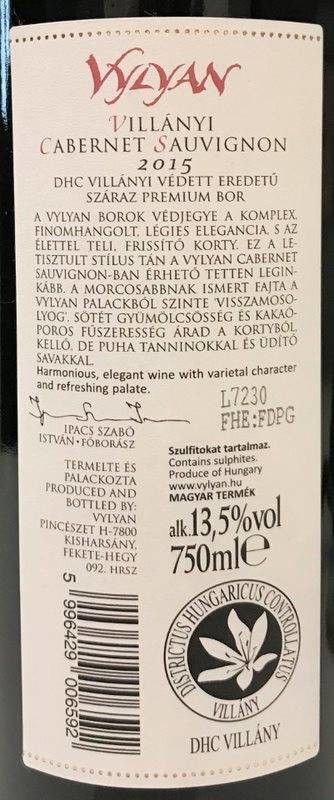 Etiketa Cabernet Sauvignon