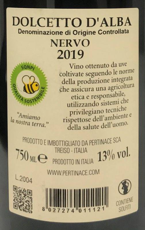 Etiketa Dolcetto d´Alba NERVO 