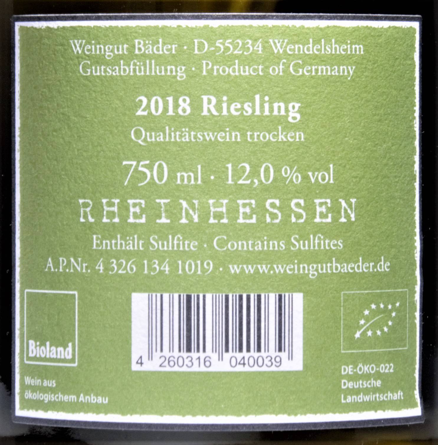 Etiketa Riesling