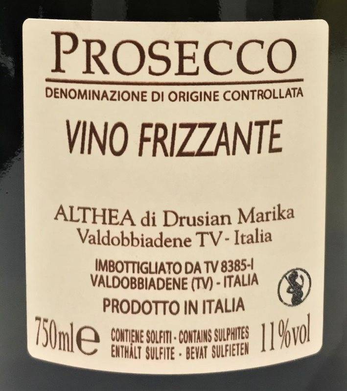 Etiketa Prosecco Frizzante Treviso