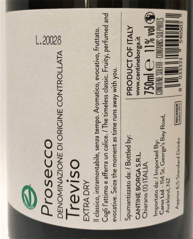 Etiketa Prosecco Spumante Extra Dry