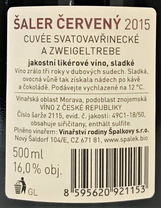 Etiketa Šaler červený