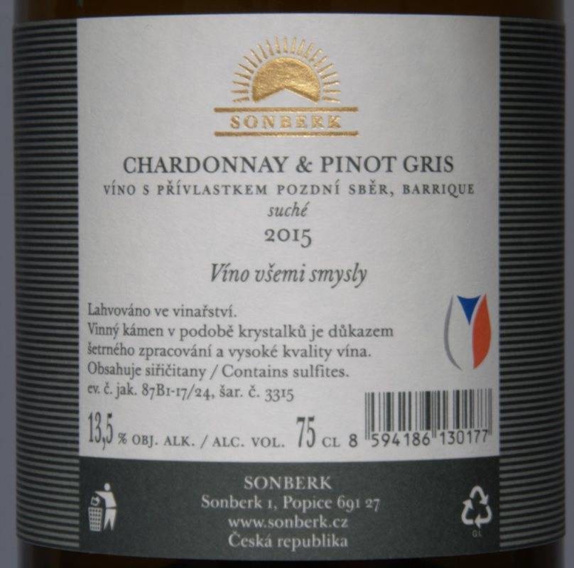 Etiketa Chardonnay & Pinot gris Velký Sonberk
