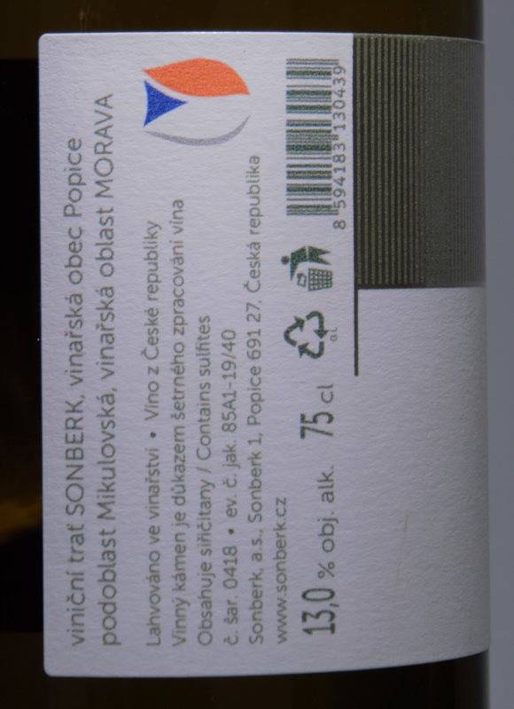 Etiketa Pálava Stříbrný Sonberk