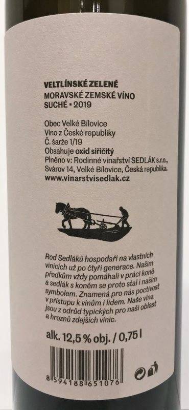 Etiketa Veltlínské zelené