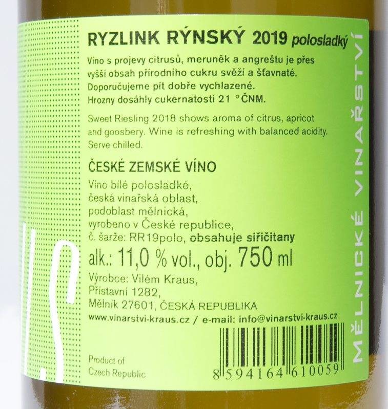 Etiketa Ryzlink rýnský