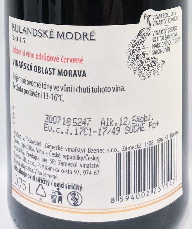 Etiketa Rulandské modré