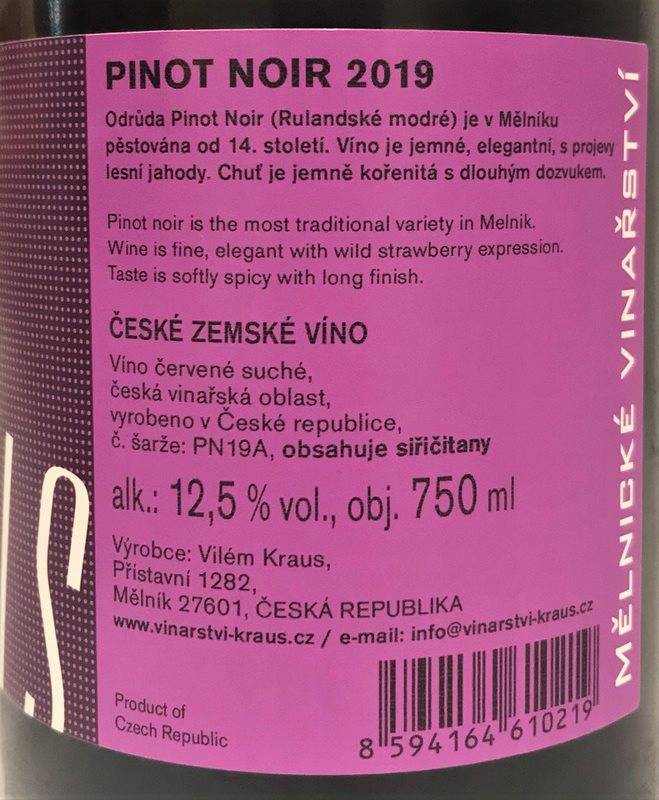 Etiketa Pinot noir 