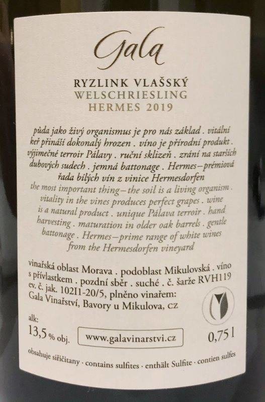 Etiketa Ryzlink vlašský Hermes