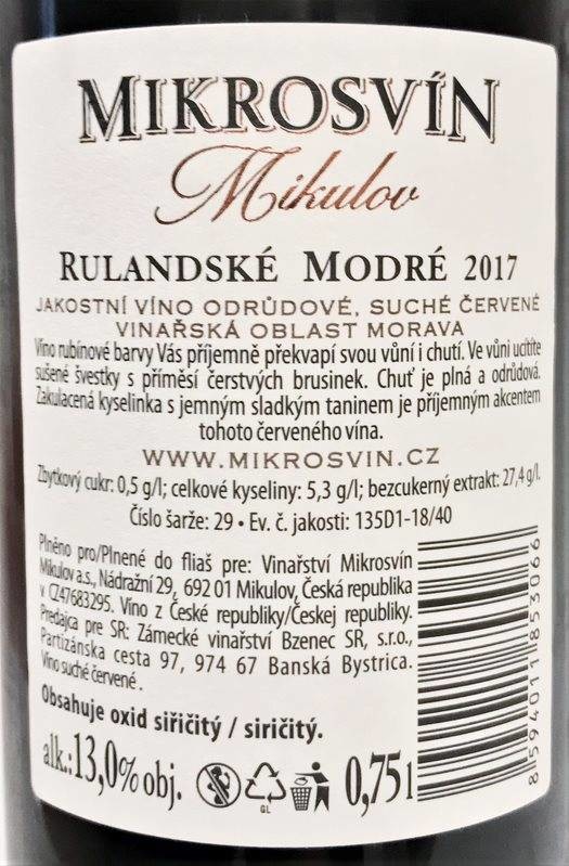 Etiketa Rulandské modré