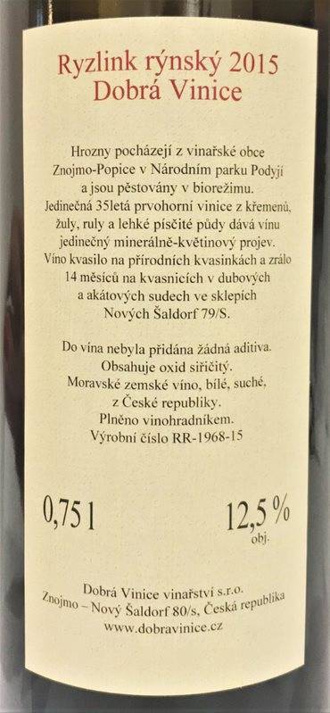 Etiketa Ryzlink rýnský