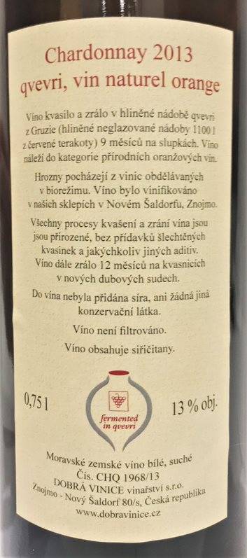 Etiketa Chardonnay qvevri
