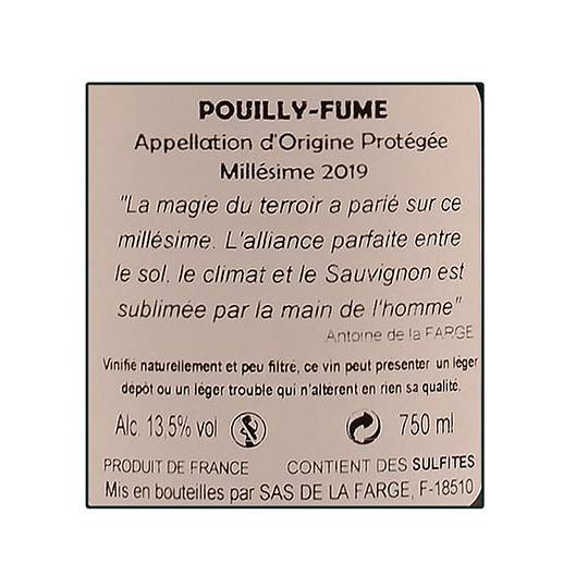 Etiketa Pouilly Fumé Sauvignon blanc