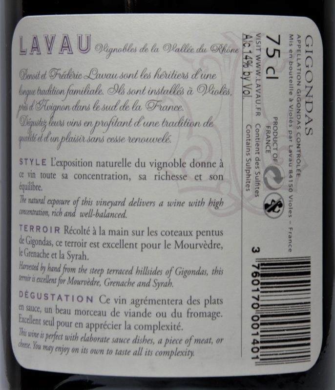 Etiketa Gigondas AOC