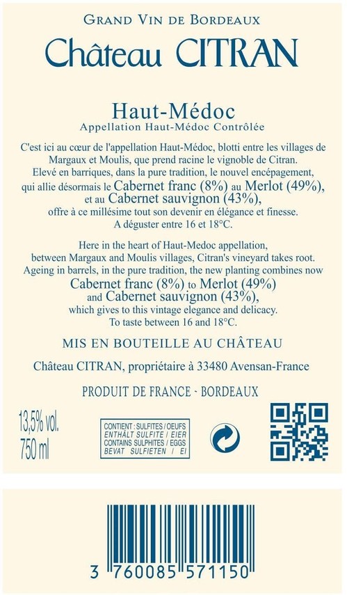 Etiketa Château Citran