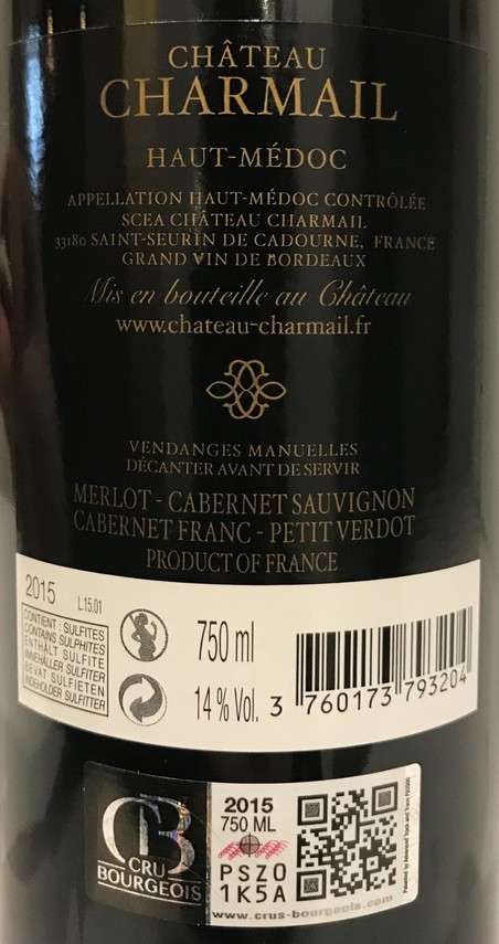 Etiketa Château Charmail Cru Bourgeois