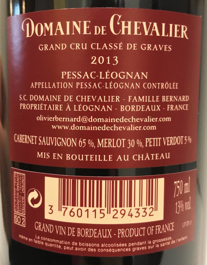 Etiketa Domaine de Chevalier Grand cru classé 