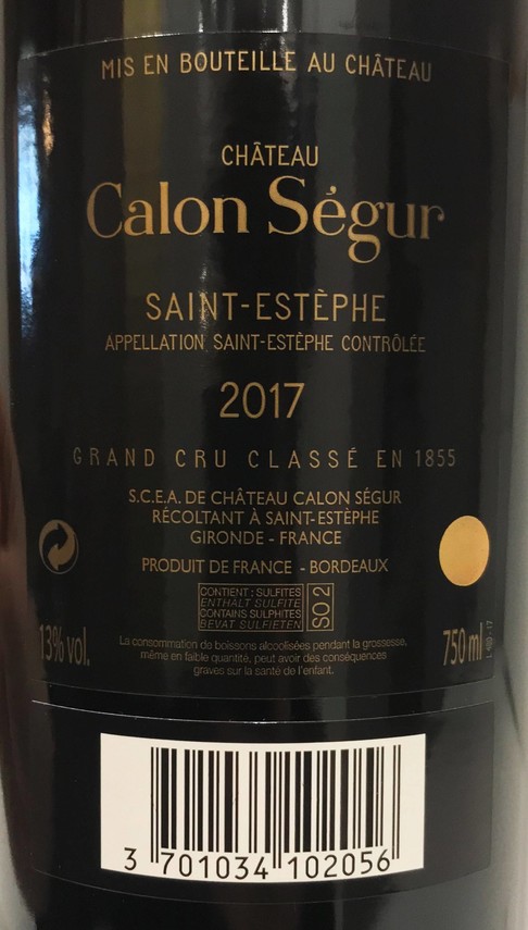 Etiketa Château Calon Ségur