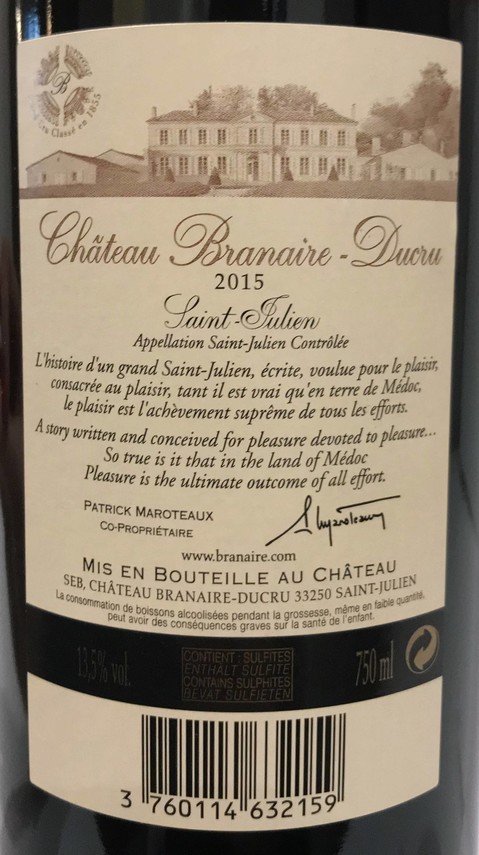 Etiketa Château Branaire Ducru 4éme Cru classé