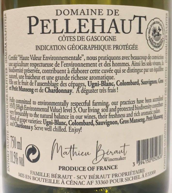 Etiketa Harmonie de Gascogne blanc