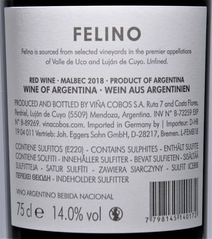 Etiketa Malbec, Felino