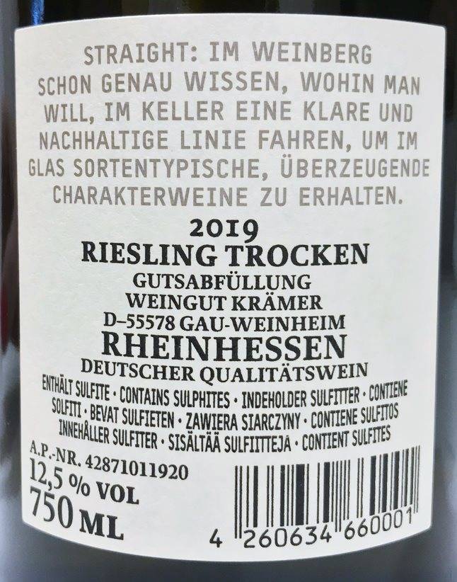 Etiketa Straight Riesling