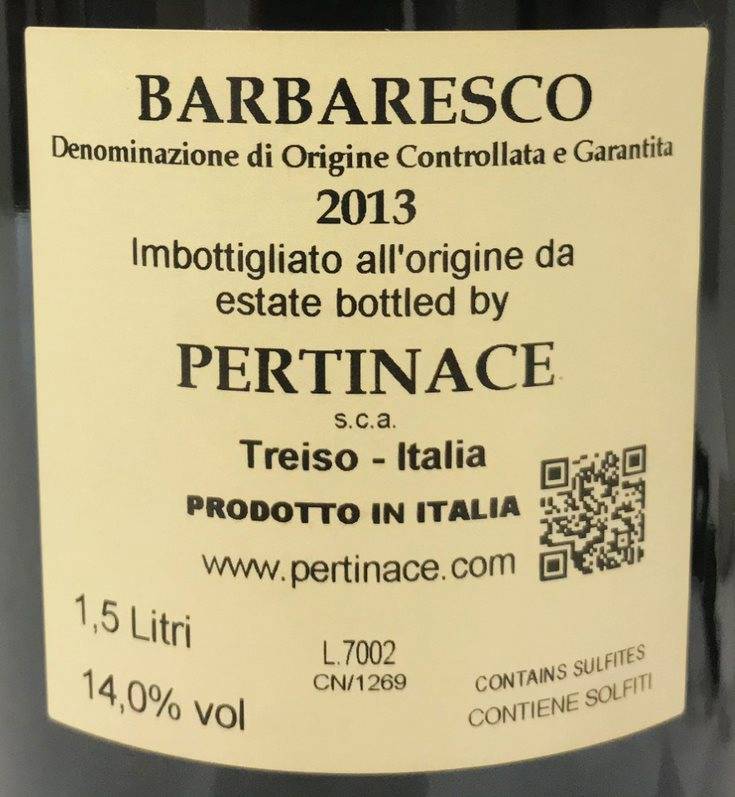 Etiketa Barbaresco Magnum 1,5 L