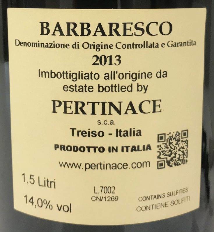 Etiketa Barbaresco Magnum 1,5 L