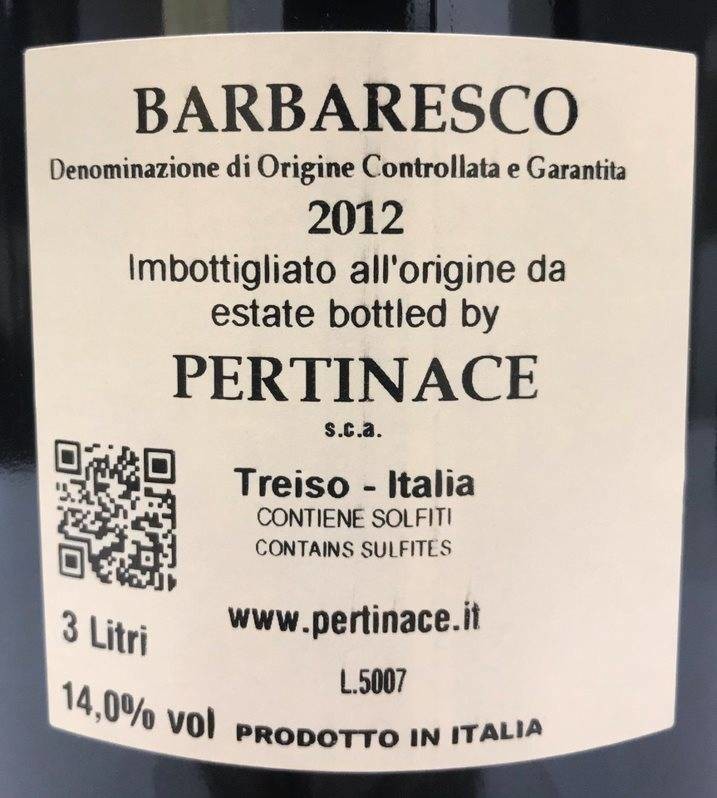 Etiketa Barbaresco Jéroboam