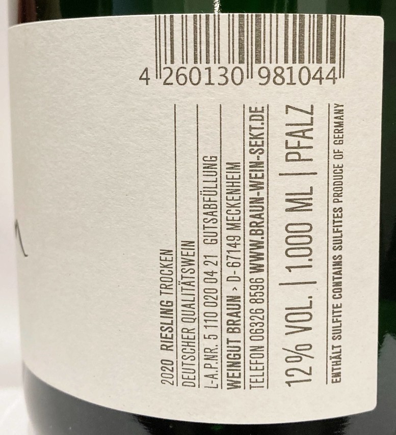 Etiketa Riesling trocken