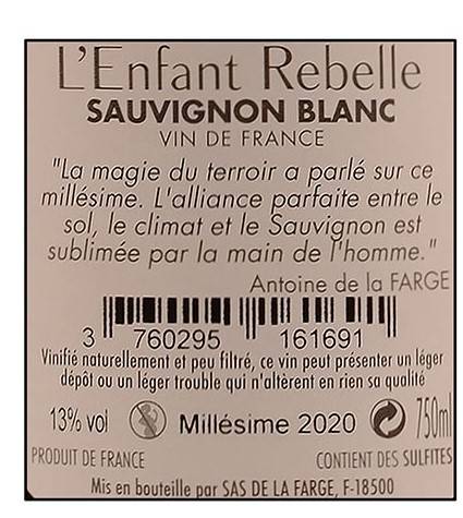 Etiketa L\'Enfant Rebelle Sauvignon blanc