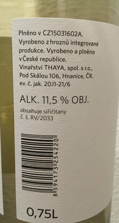 Etiketa Ryzlink vlašský - Pozdravy z Národního parku