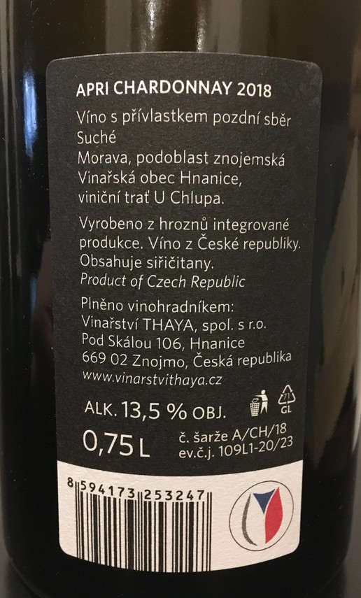 Etiketa Apri Chardonnay
