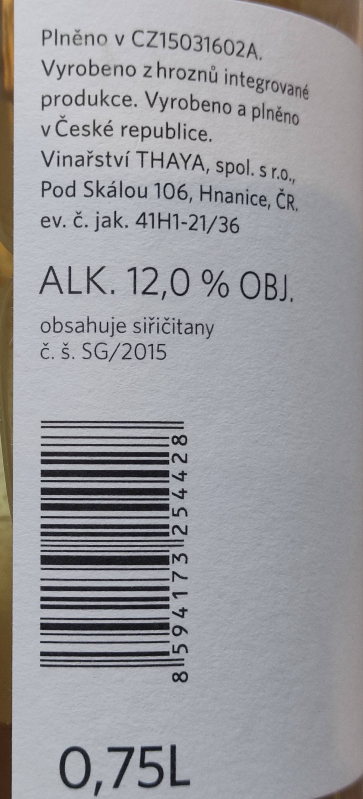 Etiketa Sauvignon blanc - Pozdravy z Národního parku