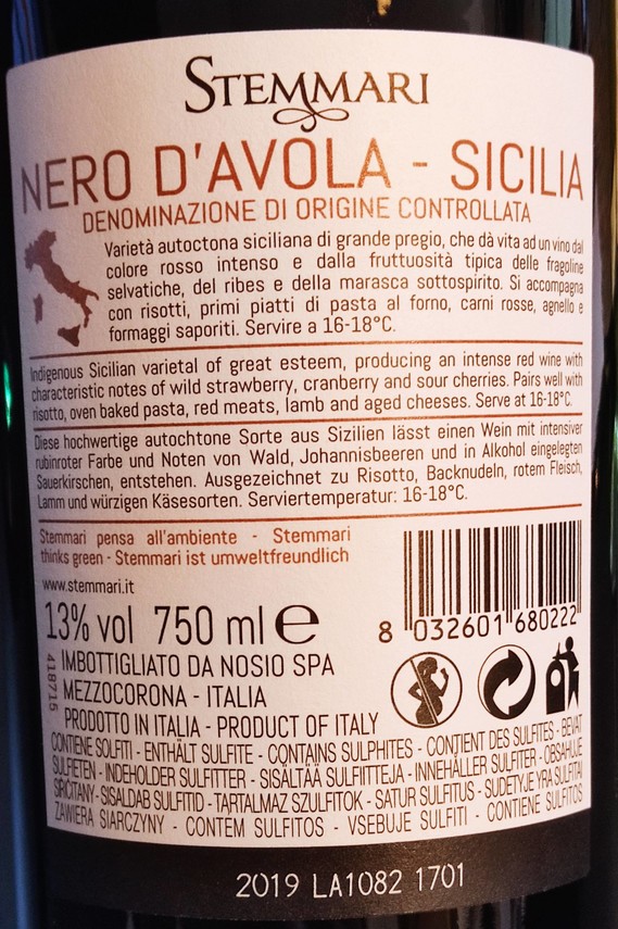 Etiketa Nero d´Avola - Stemmari