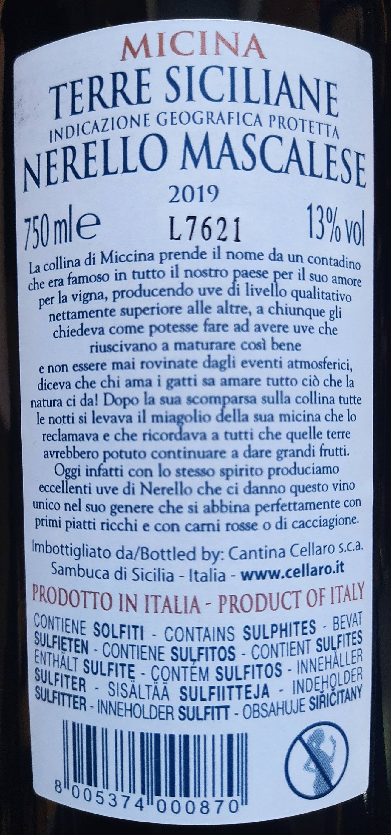 Etiketa Nerello Mascalese \