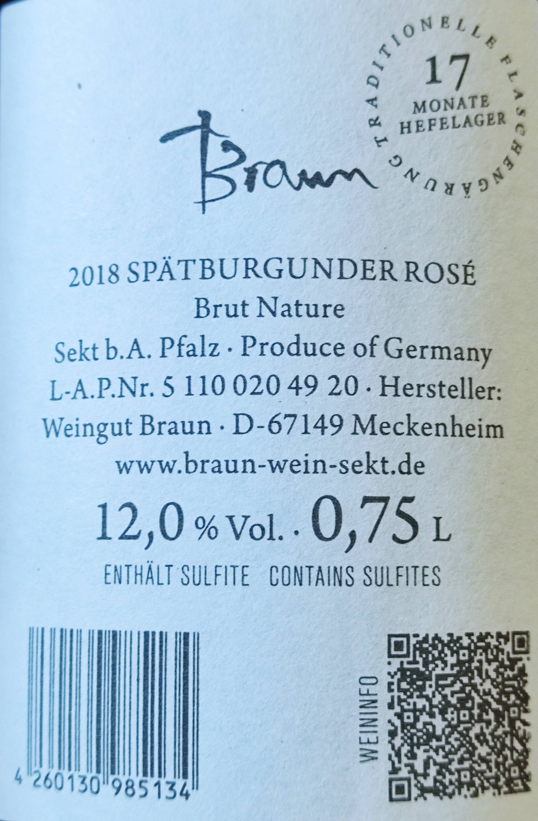 Etiketa Sekt Pinot noir rosé