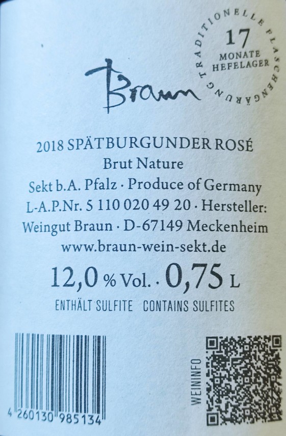 Etiketa Sekt Pinot noir rosé