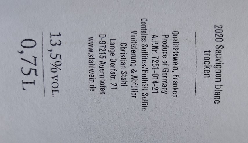 Etiketa Sauvignon blanc \