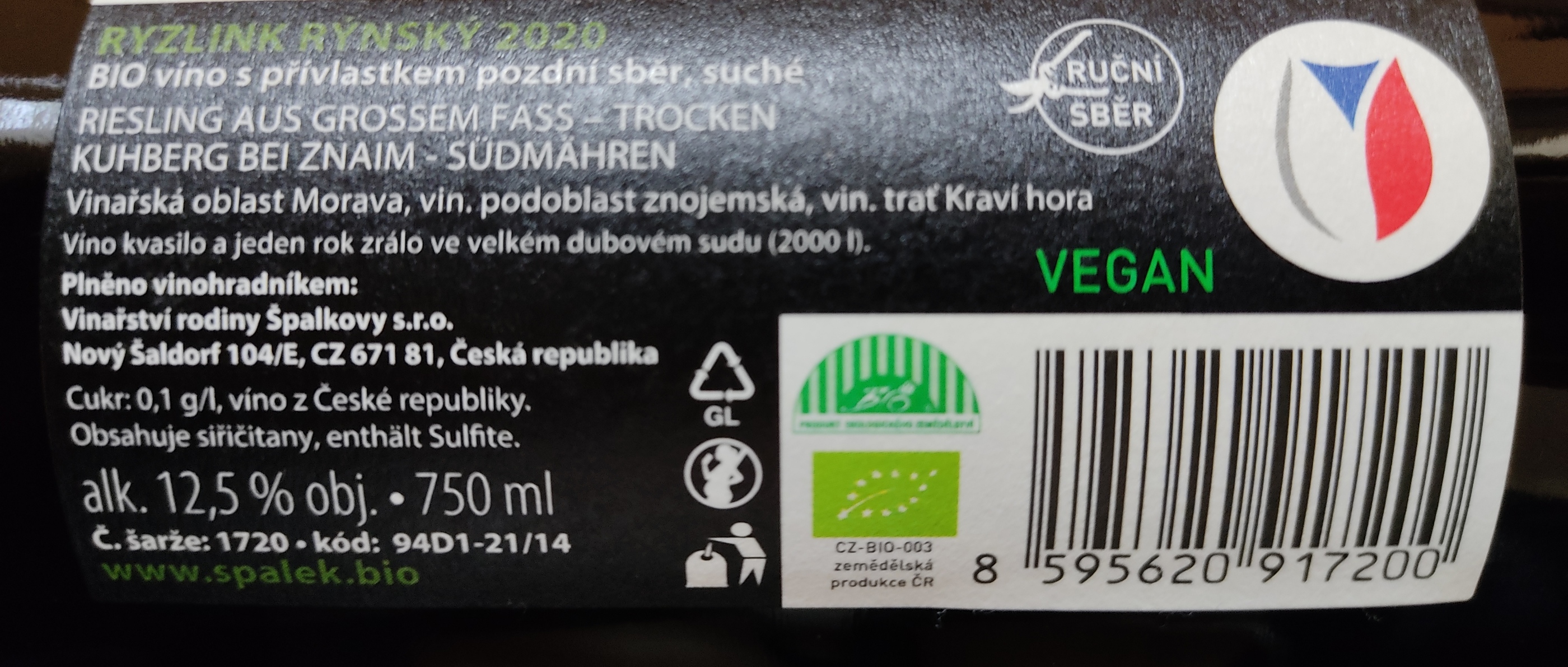 Etiketa Ryzlink rýnský VELKÝ SUD