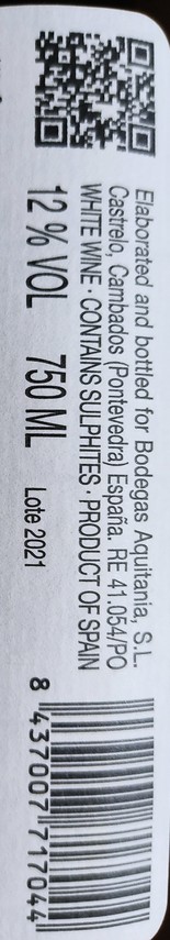 Etiketa Albariňo Legado del Fraile