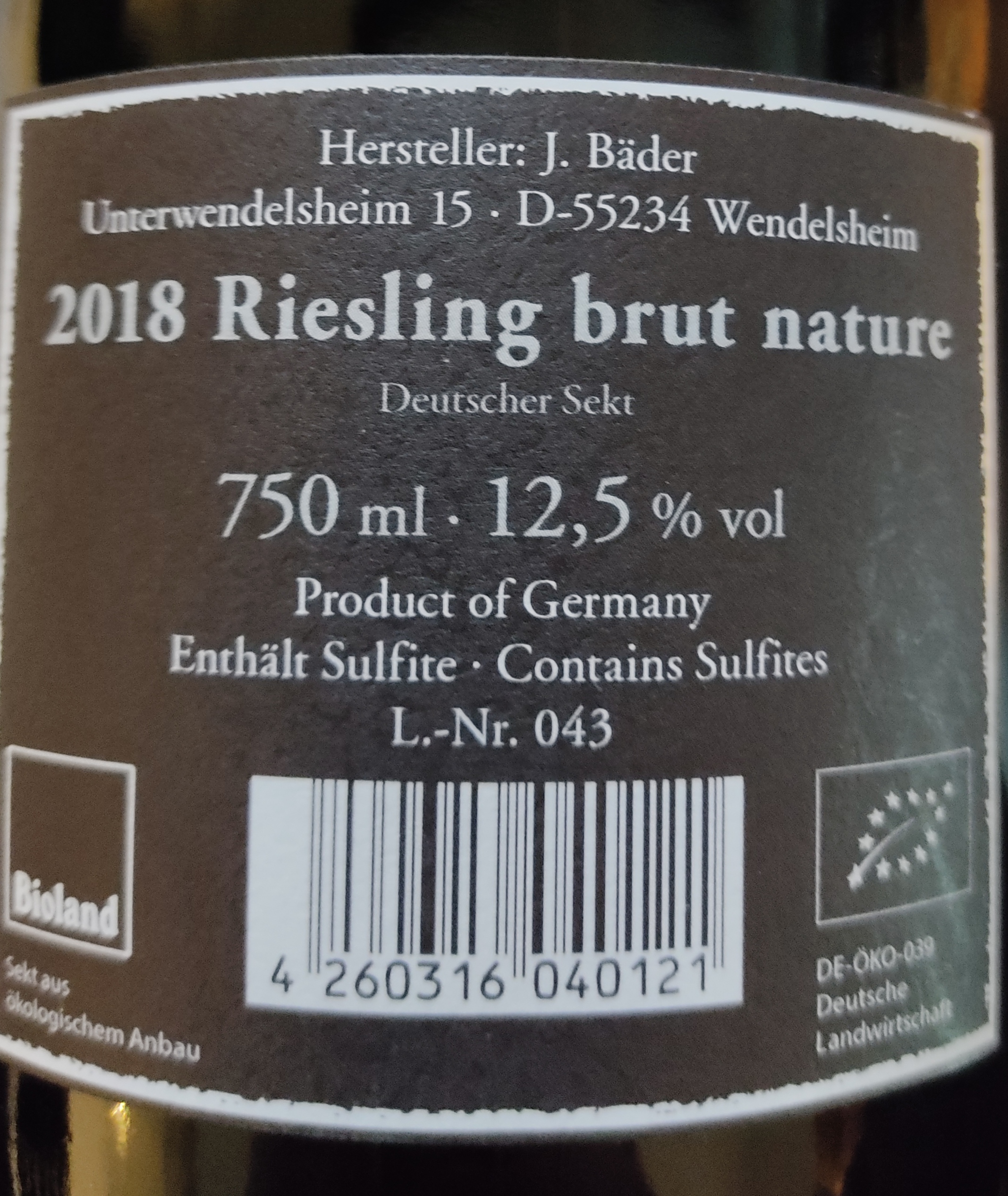 Etiketa Riesling Sekt La Méthode Rurale 