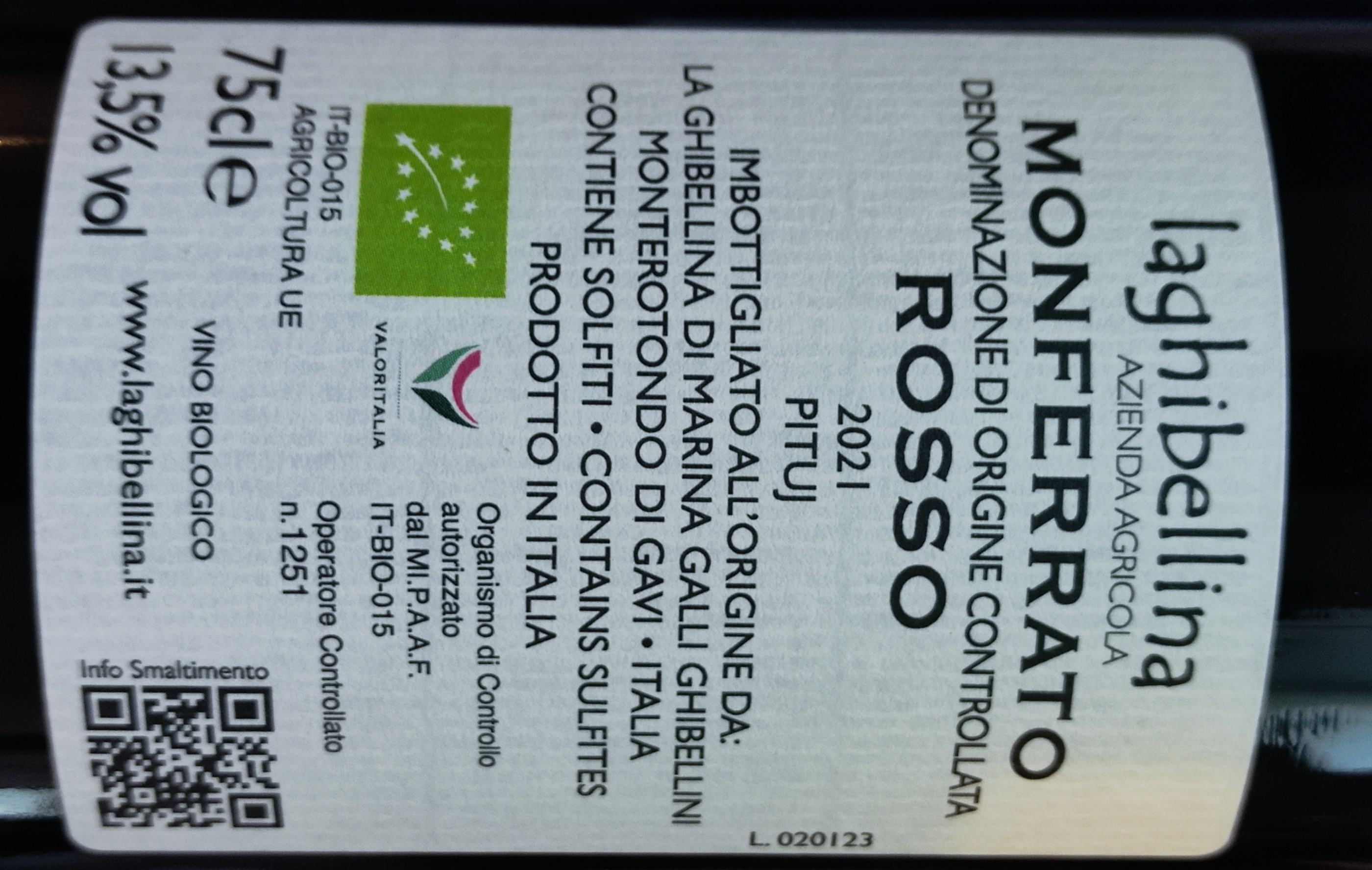 Etiketa Monferrato rosso \