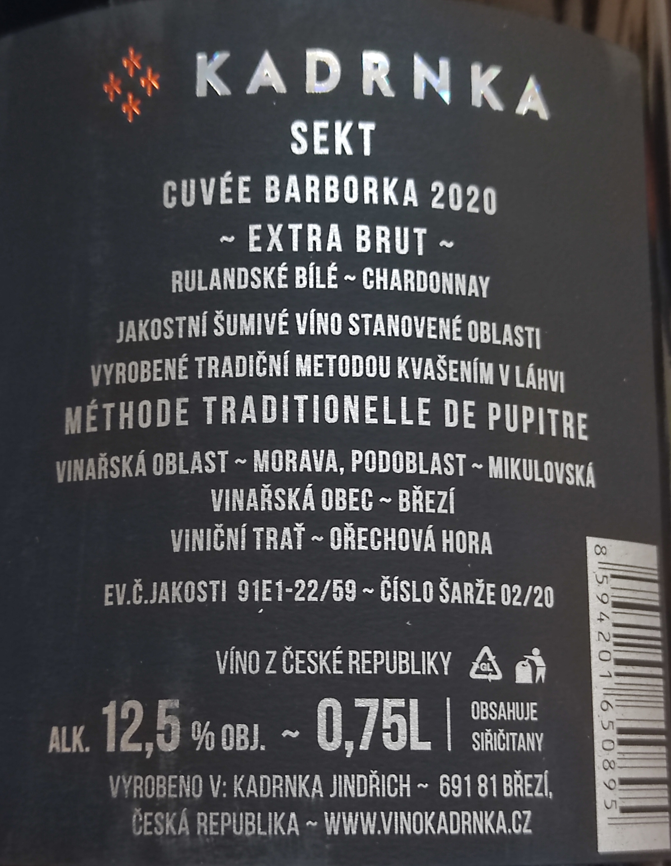 Etiketa Sekt Cuvée Barborka 