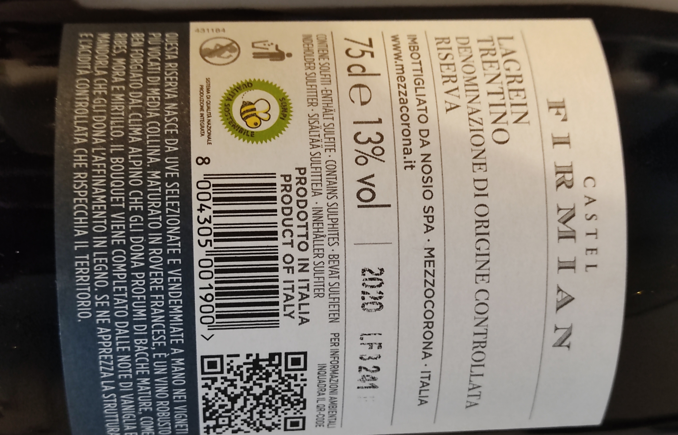 Etiketa Lagrein Riserva-Castel Firmian