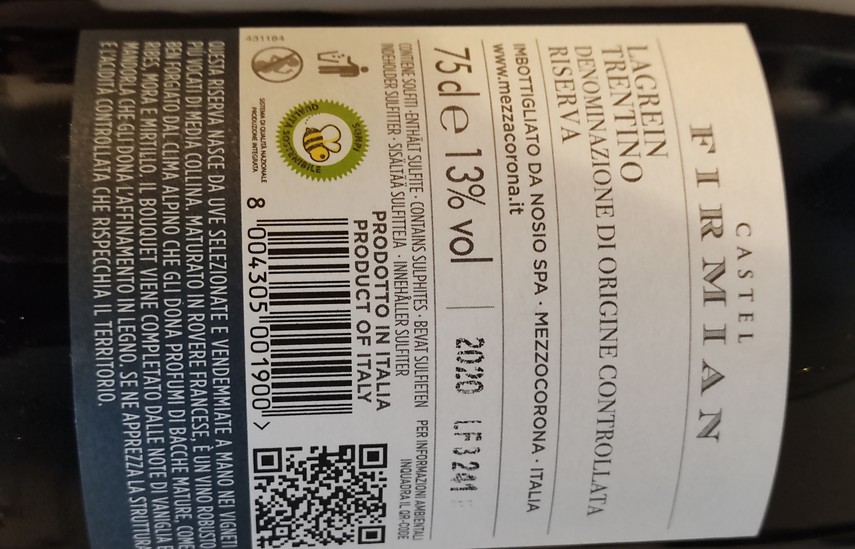 Etiketa Lagrein Riserva-Castel Firmian